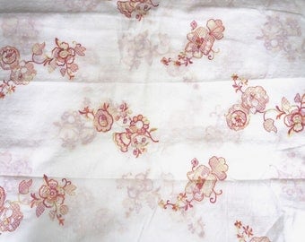 Floral Embroidered Cotton Dotted Swiss Fabric Voile By the Yard