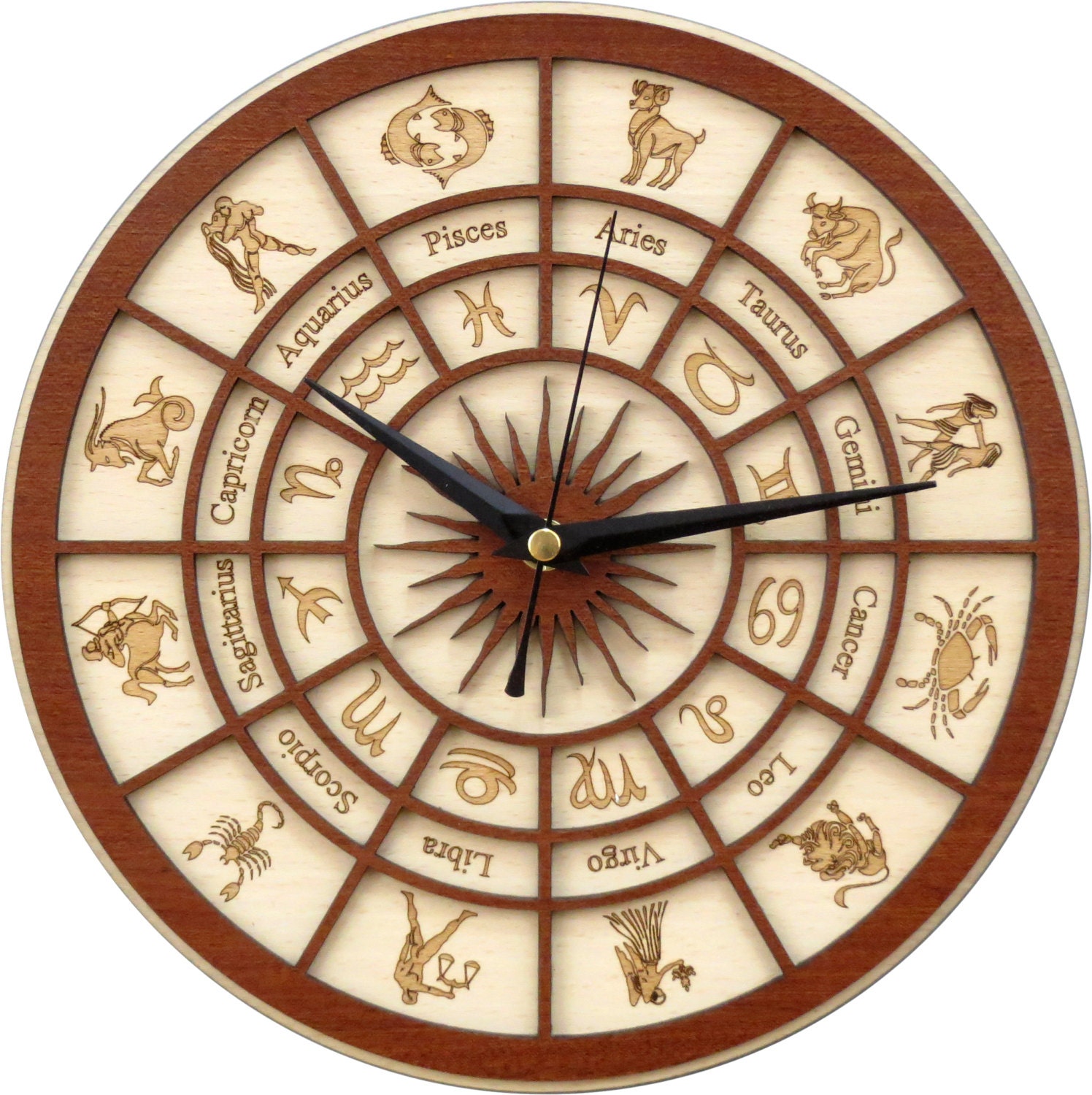 Zodiac Clock in wood