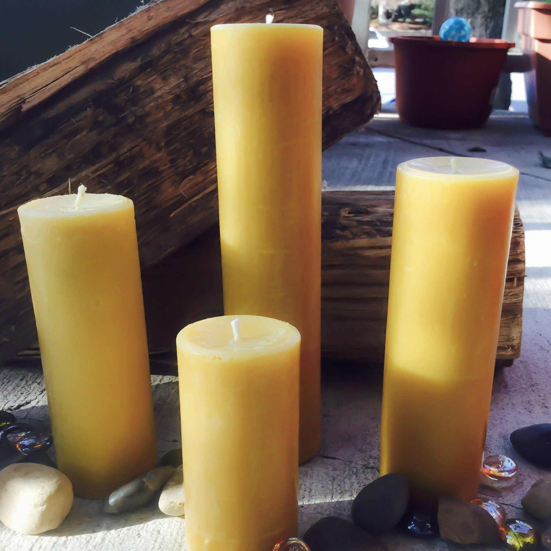 100 Pure Beeswax Pillar candleset of 4 beeswax