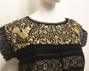 CHAMPAGNE MEXiCAN DRESS,made in Oaxaca, Boho dress, Beach Dress, hand embroidered Dress, Telar de Oaxaca