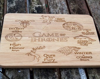 Wooden cheese board, chopping board, Game Of Thrones, GOT, serving platter, game of thrones, personalised gift, wooden board