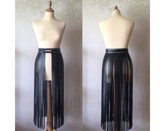 Leather fringe belt "Kylie Jenner belt" style Shimmy & Shake long skirt