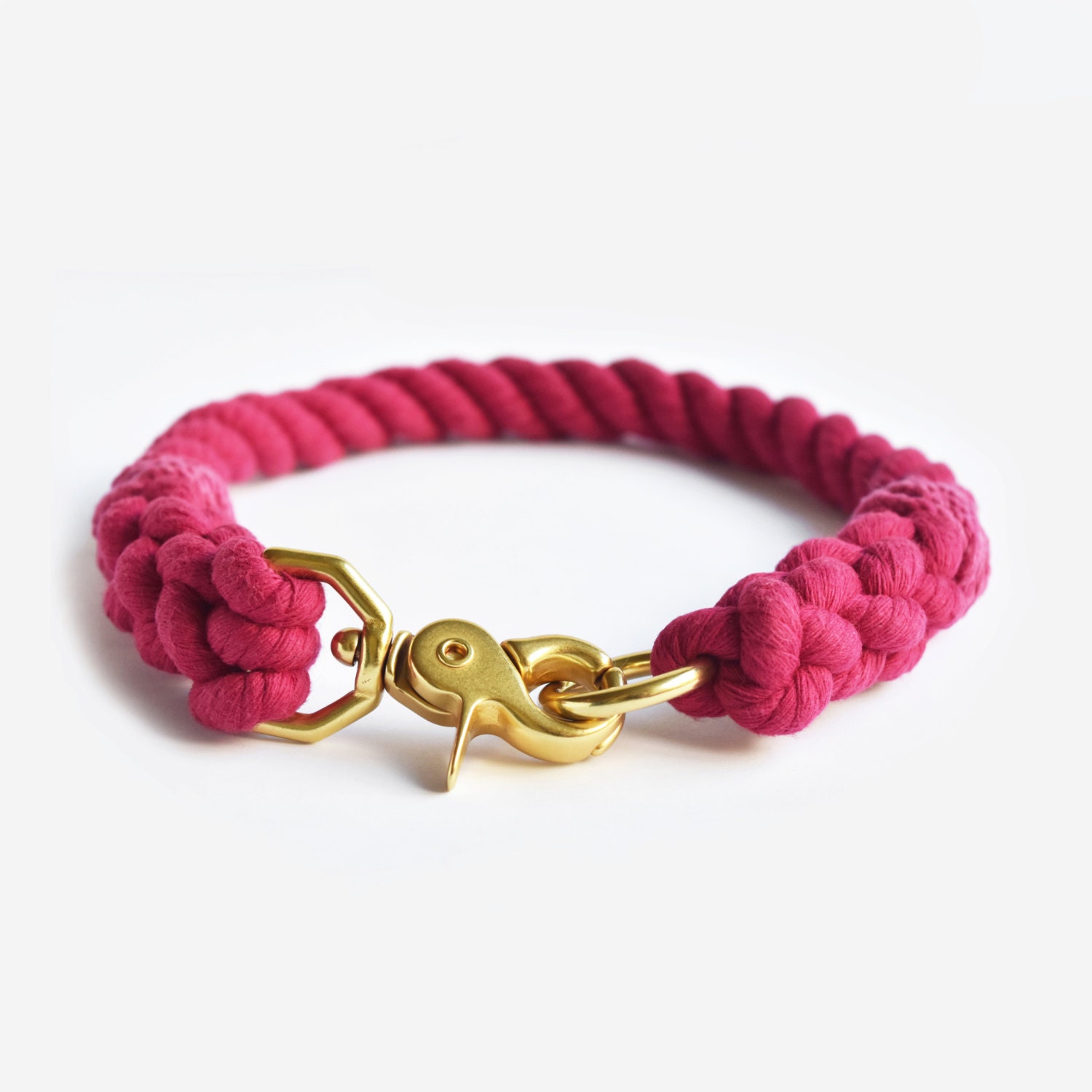 Custom Pink Rope Dog Collar