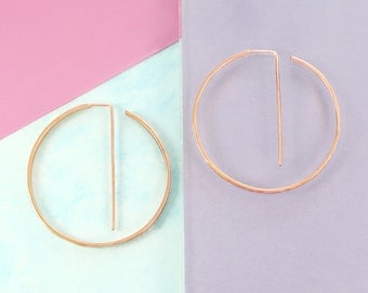 Rose Gold Earrings, Rose Gold Hoops, Large Earrings, Statement Earrings, Geometric Earrings, Round Hoops, Edgy Earrings, Textured Earrings