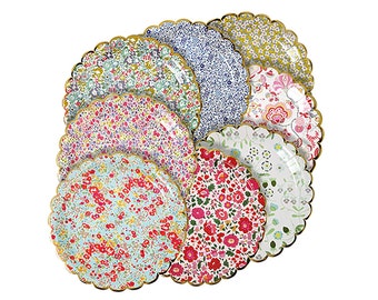 Floral Party Plates, Paper Plates, Garden Party, Floral Wedding, Hen Party, Bridal Shower, Baby Shower, Wedding Shower, Garden Party, 9"