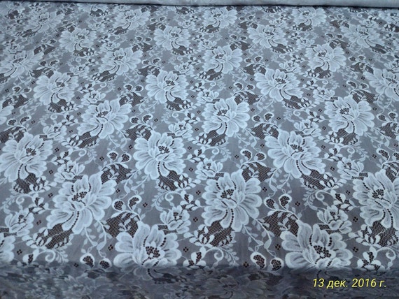 white lace fabric, French lace, Chantilly lace Bridal lace Wedding lace White lace Veil lace Scalloped Floral lace Lingerie by the yard