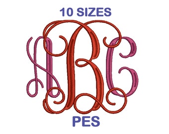 Interlocking Vine Monogram Embroidery Font Set - 10 Sizes - PES Format Embroidery Alphabet / Letters - Machine Embroidery Designs Patterns