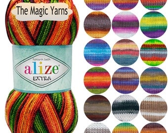 Socks yarn Extra FOLKLORİK BATİK by Alize, acrylic yarn, crochet yarn, knitting yarn, batik yarn, selfstriping yarn, worsted, heavy weight,