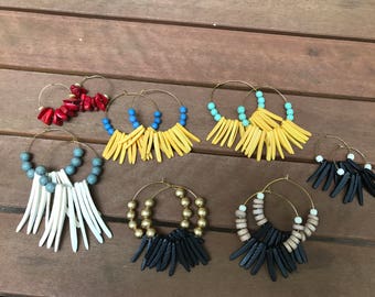 Coconut stick hoop earrings