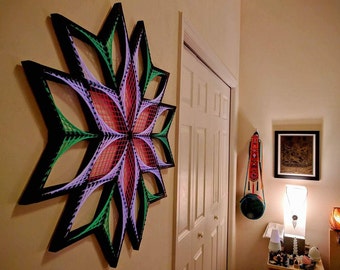 Origin Sx - String art, sacred geometry, psychedelic, wall art, home decor, mandala, zen, 3D art, spiritual gift, yoga, UV, Blacklight