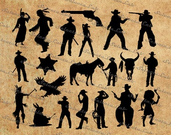 Digital SVG PNG cowboy, horse riders, indian, native american, rodeo, western, clipart, vector, silhouette, instant download