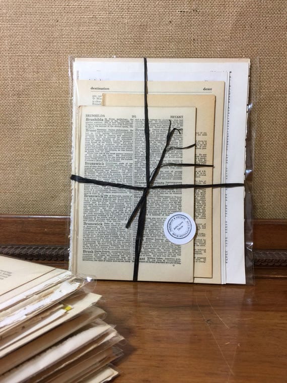 100 Vintage Dictionary Book Pages in a Pretty Gift Pack - Reference Journal Style Pages - Vintage Craft Papers - Paper Crafters Gift Idea