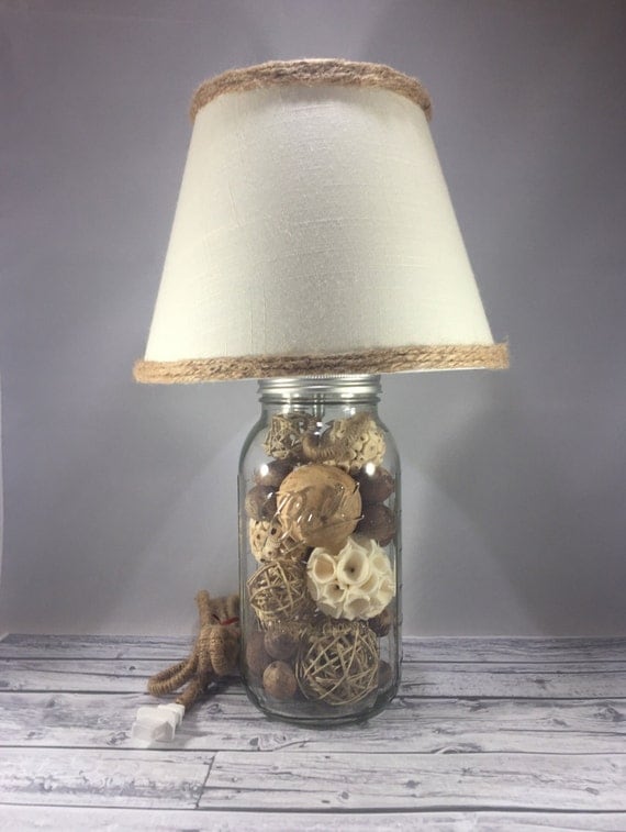 Mason Jar Light with Handmade shade Mason by TheOldWeatheredBarn
