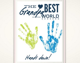 Grandpa Gifts - Fathers Day Grandpa Gift from Grandkids, PRINTABLE Handprint Art, Gift for Grandpa, DIY Handprint Art, Grandad Birthday Gift