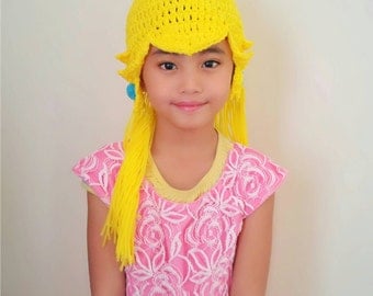 Princess Peach crochet wig hat, princess hat mario and luigi, nintendo crochet hat,princess crochet hat,princess peach costume,princess wig