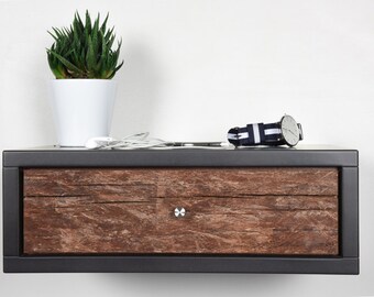 Bedside /Floating nightstand / Bedside table in old chestnut with drawer / Mid century modern inspired / Night table modern