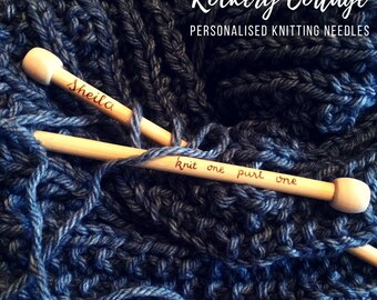 Knitting needles, personalised knitting needles, custom knitting needles, bamboo knitting needles, knitting supplies, grandma gift, mum gift