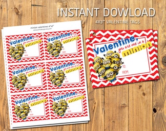 MINIONS VALENTIES - You are one in a MINION - Instant Download - Digital/Printable