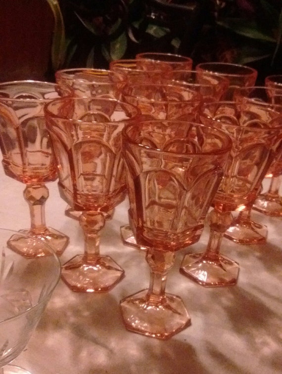 Vintage Pink Fancy Wine Glass Fostoria by TheDollsUniverse on Etsy