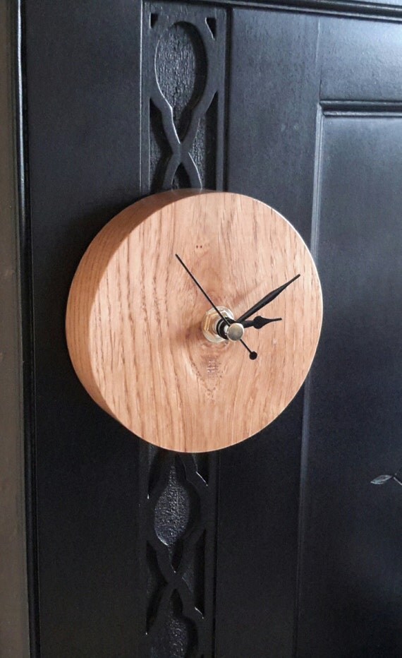 Small solid oak wall clock