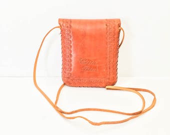 Tooled leather purse - Leather cross body - Leather shoulder bag - Costa Rica leather purse - Handmade purse - Vintage leather purse -