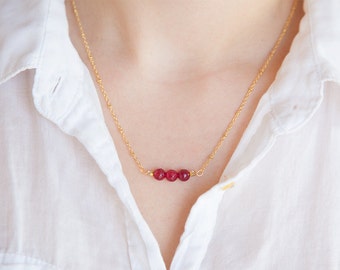 Real Ruby Necklace, Ruby Birthstone Necklace, Genuine Ruby Jewelry, Ruby Necklace for Her, July Birthstone, Real Ruby Birthstone Jewelry