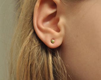 Mini Disc Stud Earrings, 14k