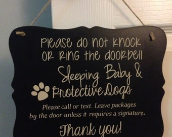 Sleeping Baby protective dogs door sign/ baby sleeping door sign/ Door Hanger/Protective Dogs/baby sleeping sign