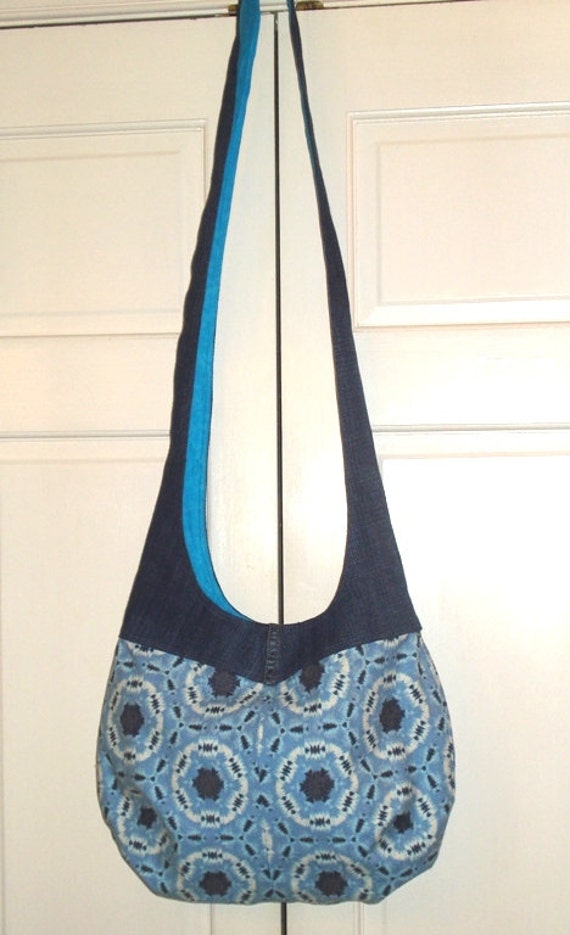 HOBO BAG PURSE/Cross Body Over the Shoulder Bag in Upcycled