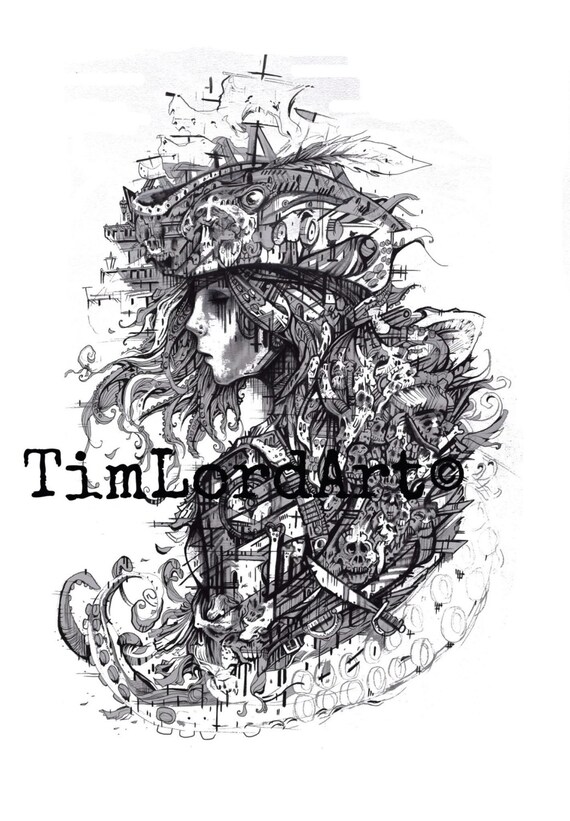 Kraken (9x6 Print) by TimLordArt steampunk buy now online