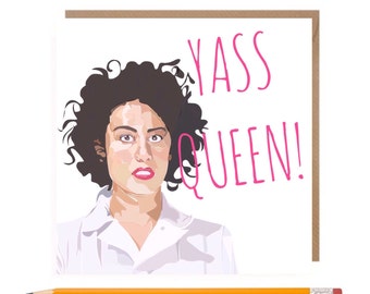 Funny Broad City Cards • Yass Queen Card • Broad City Card • Ilana Glazer Card • Galentines Card • Birthday Card • Feminism Card •