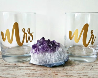 Mr and Mrs Whiskey Glasses, Whiskey Glasses, Mr and Mrs, Mr and Mrs Glasses, Wedding Gift,Gift,Whiskey,Wedding,Whiskey Glass,Engagement Gift