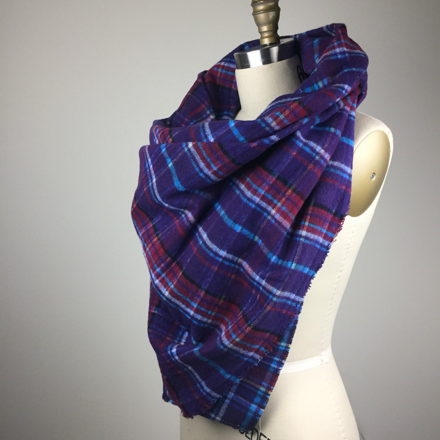 purple plaid blanket scarf