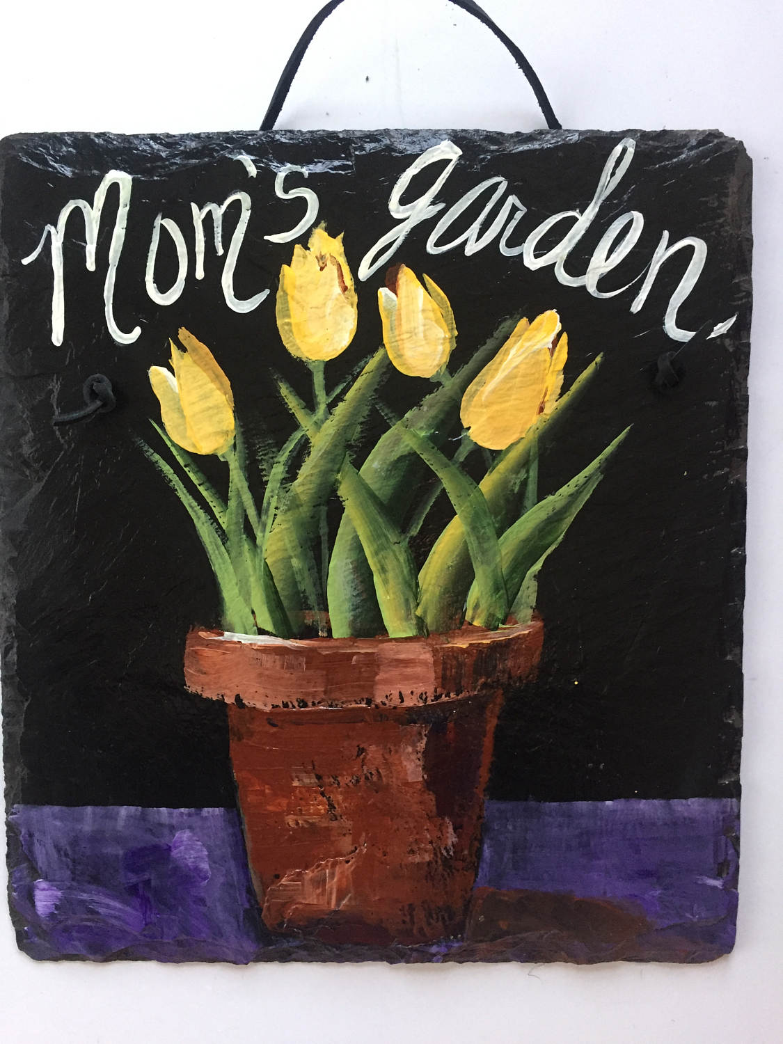 mom's garden sign, mother's day gift, yellow tulips slate sign mom's garden sign, mother's day gift, yellow tulips slate sign