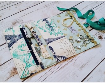 Paris - Personalized Jewelry Travel Case, Jewelry Travel Roll, Jewelry Organizer, Jewelry Bag,Great for Weddings, Bridal Party,and more