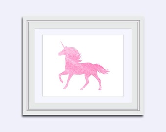 Unicorn printable - pink unicorn print - Watercolor print - unicorn wall art - girls Nursery decor - girls room art - unicorn Room Decor