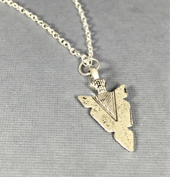 Silver Arrowhead Necklace Mens Arrowhead by InspirMeJewelryGifts