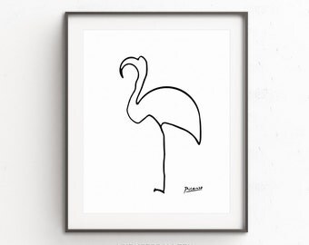 Picasso Flamingo print, Picasso Print, Picasso Le Flamand Rose, Picasso Sketches, Picasso Minimalist Print, Picasso instant download