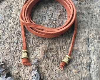 Rust Suede Wrap Choker