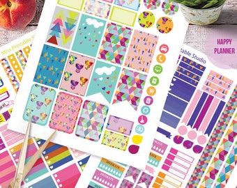 Scandinavian Art Planner Stickers Printable, Art HAPPY PLANNER, Monthly/Weekly Kit, Printable Sampler, Happy planner kit, Instant download