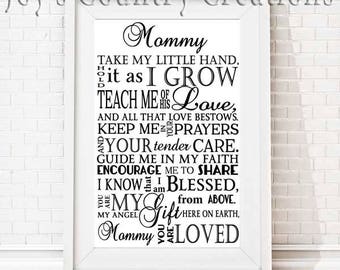 Take my little hand (Includes names, Mommy, Daddy, Godmother, Godfather, Grandmother, Grandfather, SVG, PNG, JPEG