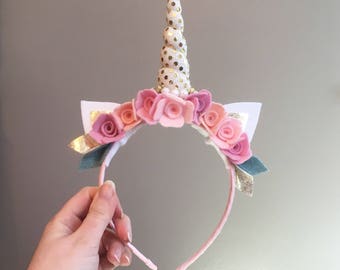 Unicorn Headband, unicorn party, Unicorn baby headband, Unicorn Head Piece, Floral Unicorn Headband, Unicorn Floral Crown, Unicorn Birthday