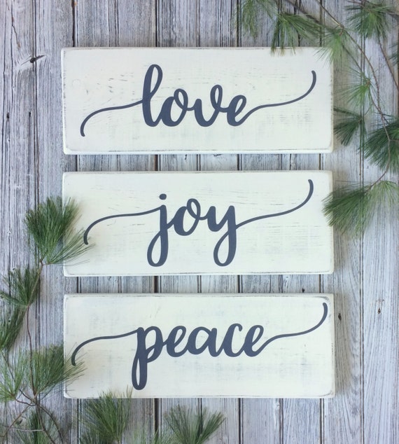Love joy peace signs Christmas wood signs by CherieKaySigns