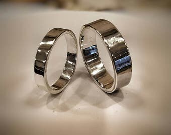 Silver Wedding Band Set - His and Hers Wedding Rings - Silver Wedding Ring Set - Silver Wedding Band - Sterling Silver Wedding band Set