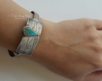 Persian Turquoise bracelet, silver bird bracelet, Persian jewelry turquoise jewelry, Sarv, Cypress, handmade sterling silver bracelet, blue