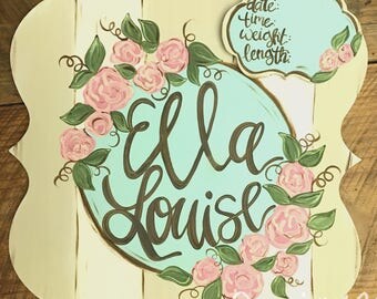 Floral Baby Girl Hospital Door Hanger