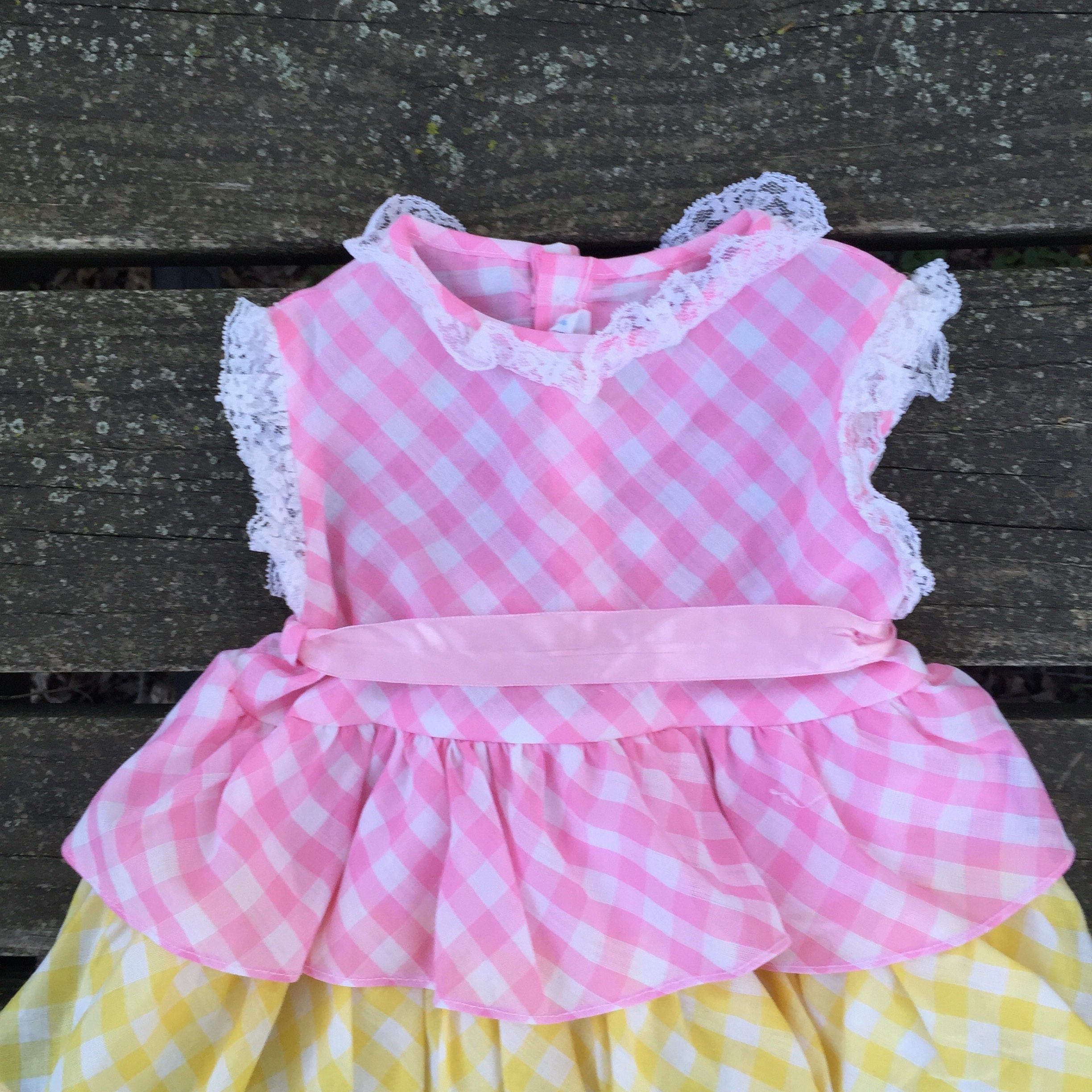 vintage size 2 dress ruffle checkered plaid nannette infant baby toddler clothes size