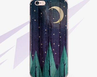 iPhone 7 Case Wood Phone iPhone 6 Case 6s Phone Case 6 Plus iPhone Case Wooden 6s Plus Moon iPhone 5S Case Green for Galaxy Case 0031