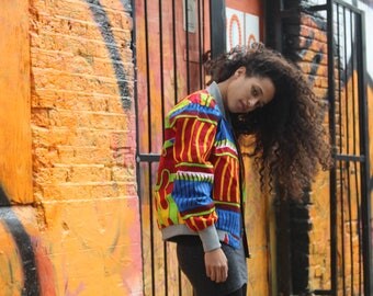 African Bomber Jacket - Jaineba Jacket - Colourful Jacket - African Wax Print - Festival Jacket - African Jacket - Wax Bomber