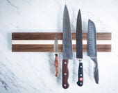 Magnetic Knife Holder, Magnetic Knife Rack, Walnut and Maple Wood Knife Holder, Wooden Knife Organizer,